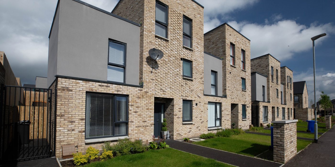 Modern terraced social housing with beautiful boxy design