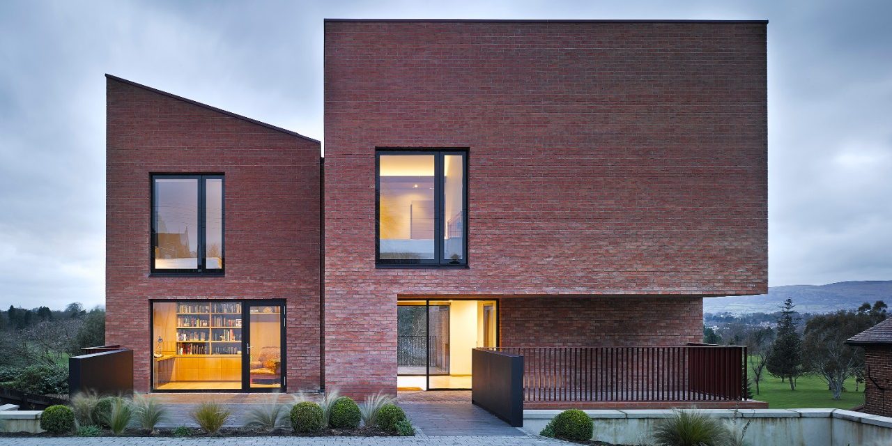 Contemporary asymmetrical brick house