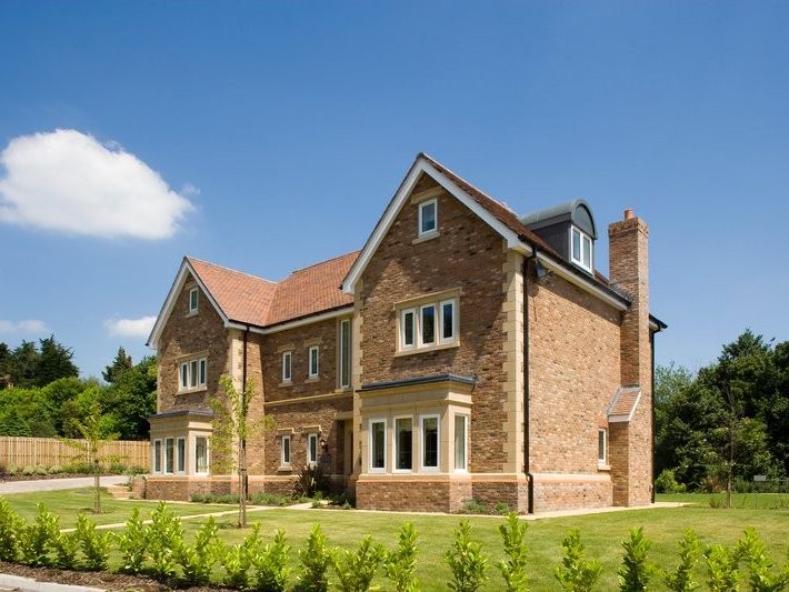 Modern brick house built in traditional style