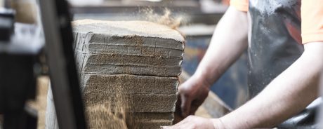 Manual roof tile production at Ewhurst production plant in UK.