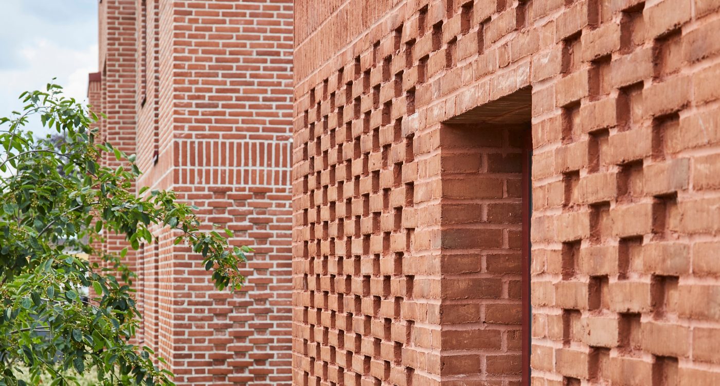 Close up of red brickwork