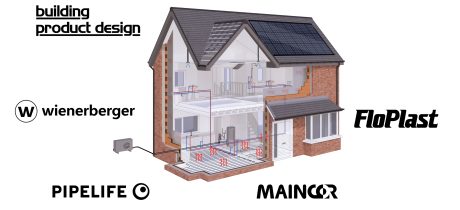 Diagram of house with wienerberger brand logos