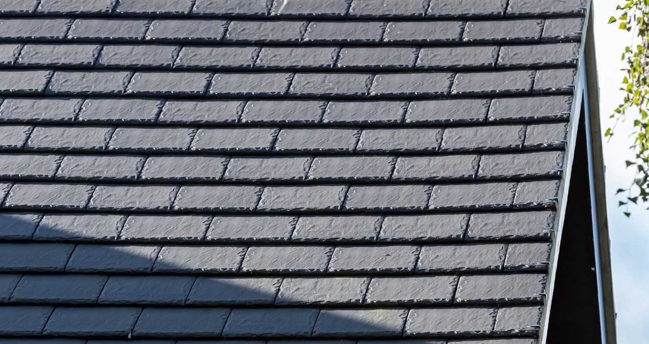 close up of grey roof tiles on Loven Beck project