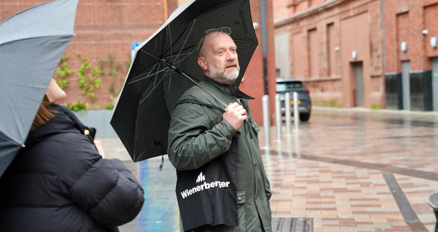 Wienerberger employee giving tour of Belfast architecture