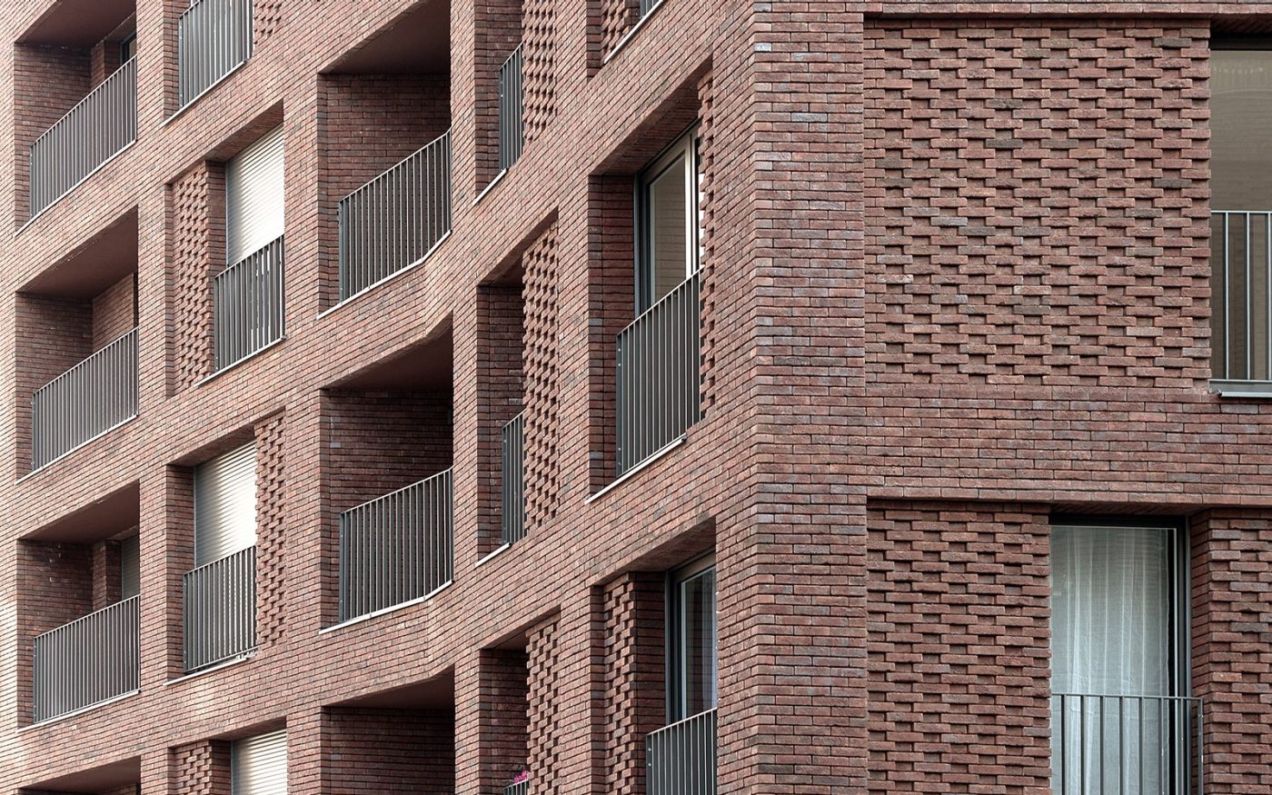 Balconies on modern brick building