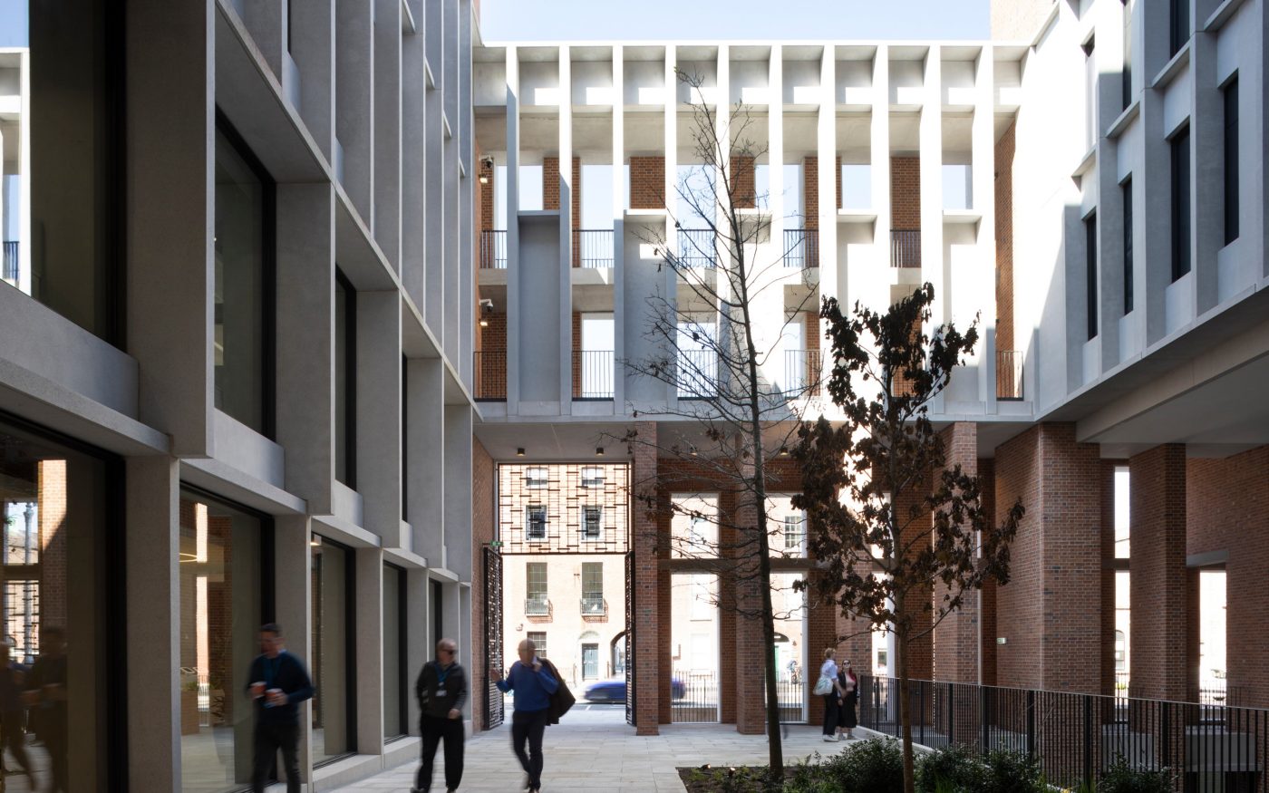 Sunlit courtyard of ESB headquarters