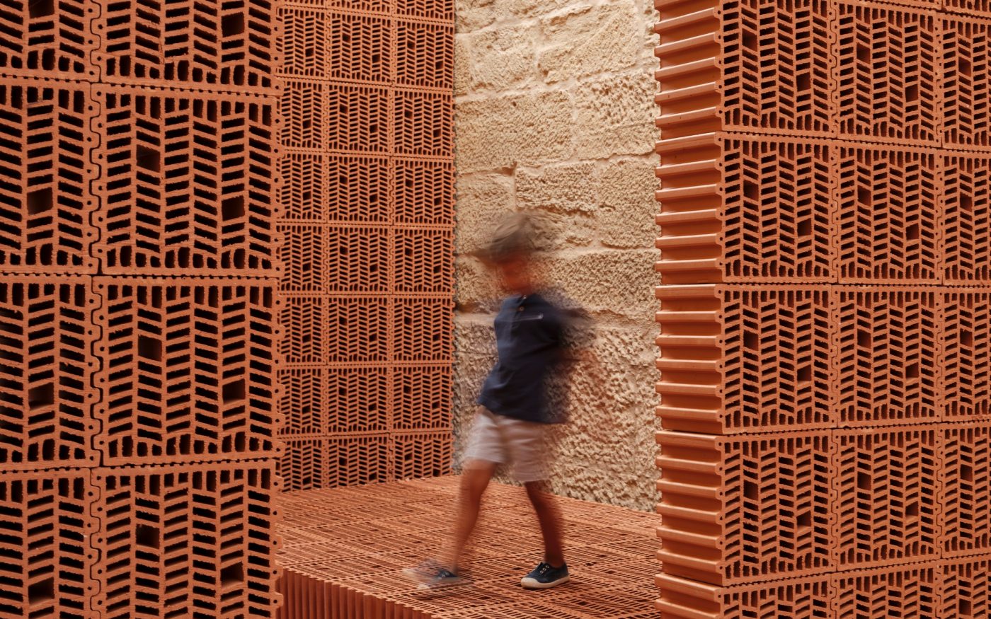 Child playing in Types of Space installation