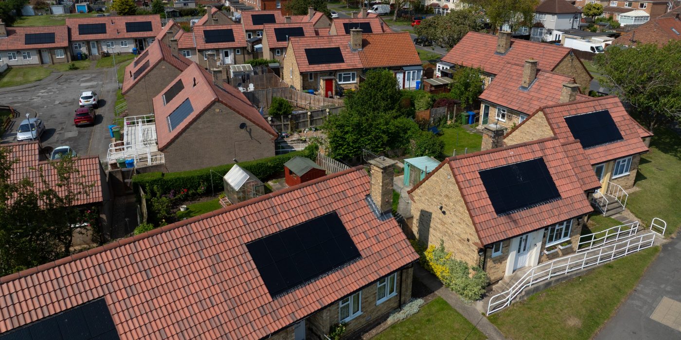 Aerial view of renovated social housing