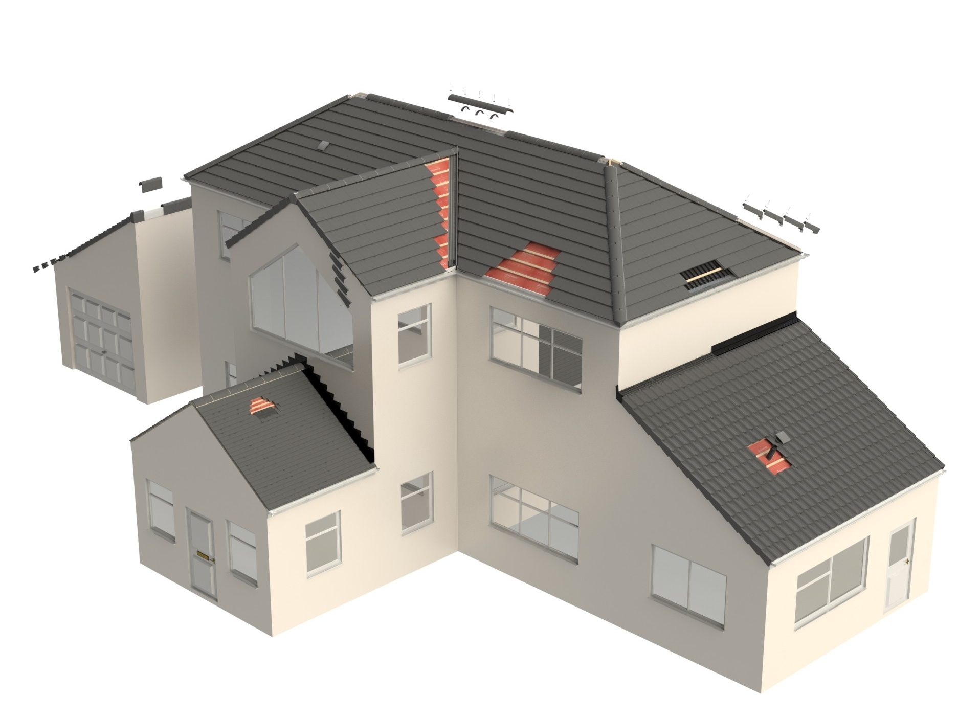 Diagram of house showing roof accessories
