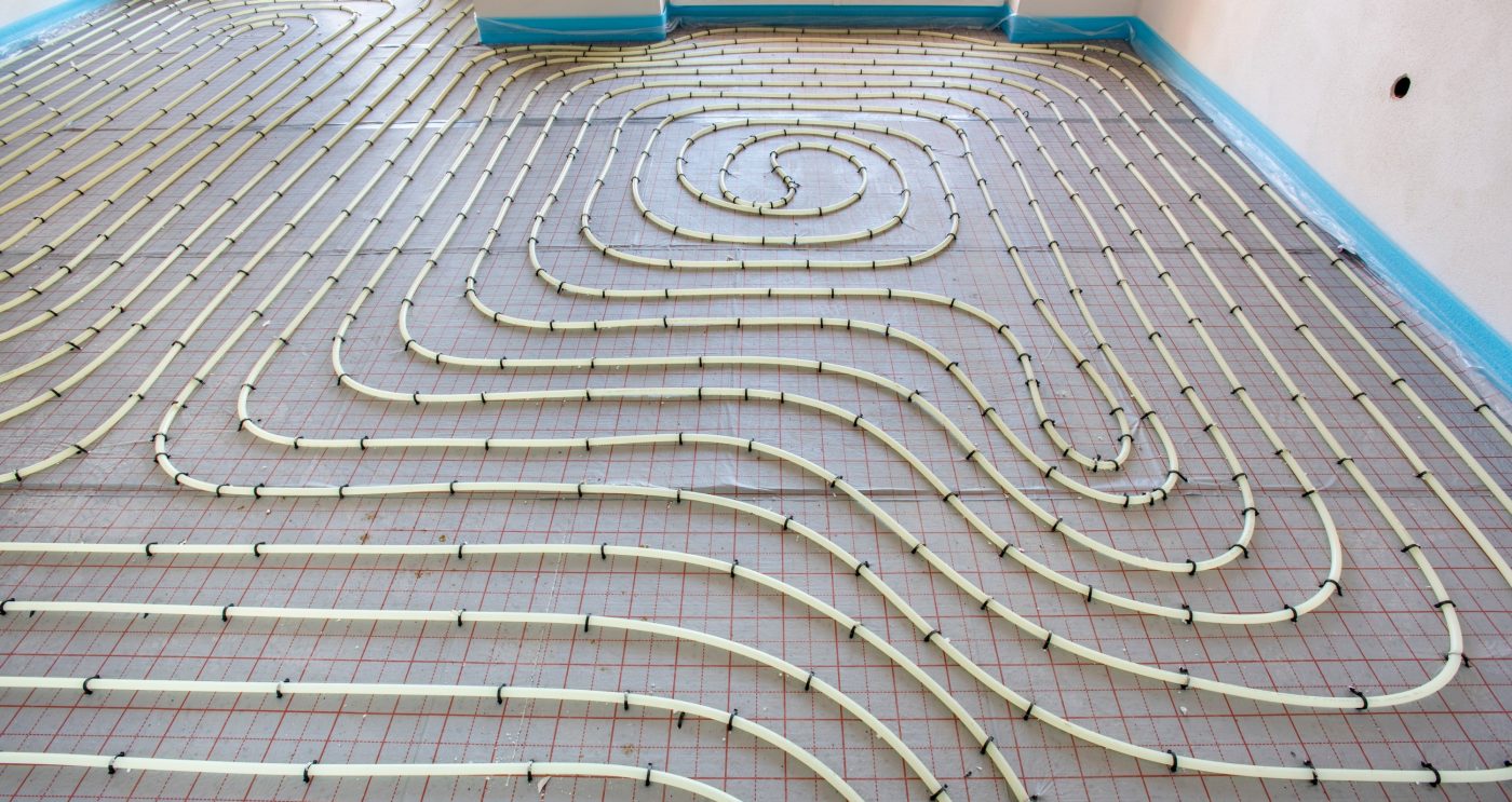 underfloor heating system in construction of new residential house