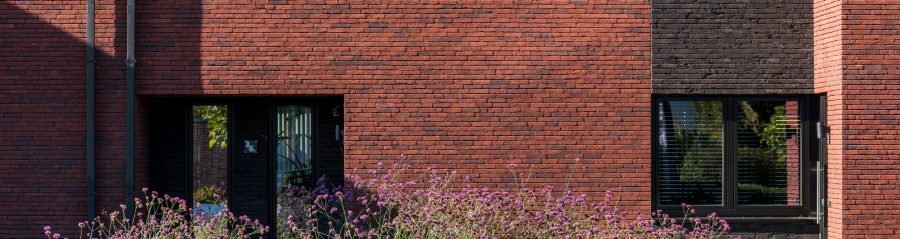 Exterior of modern building with eco-bricks