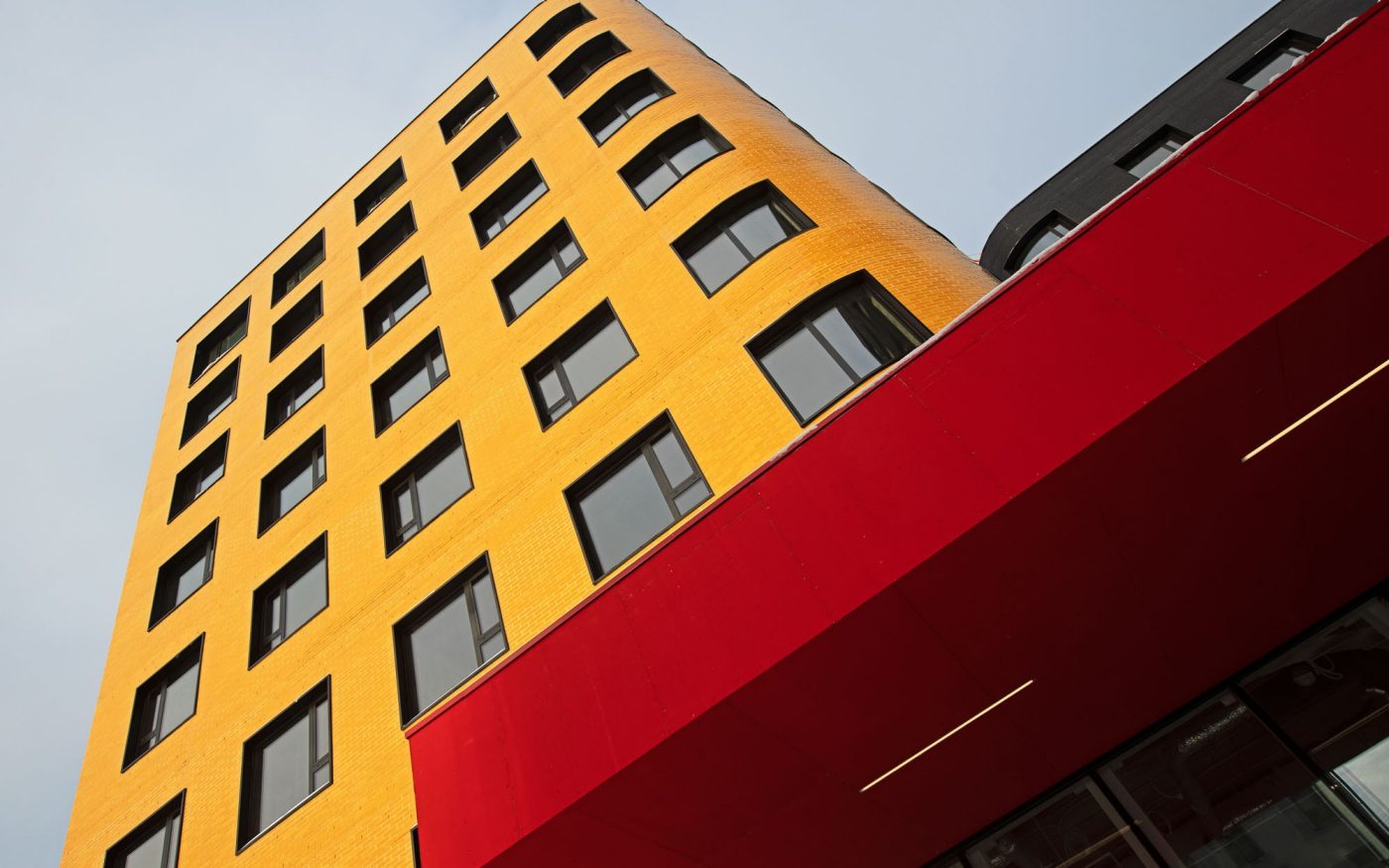 Yellow glazed brick building