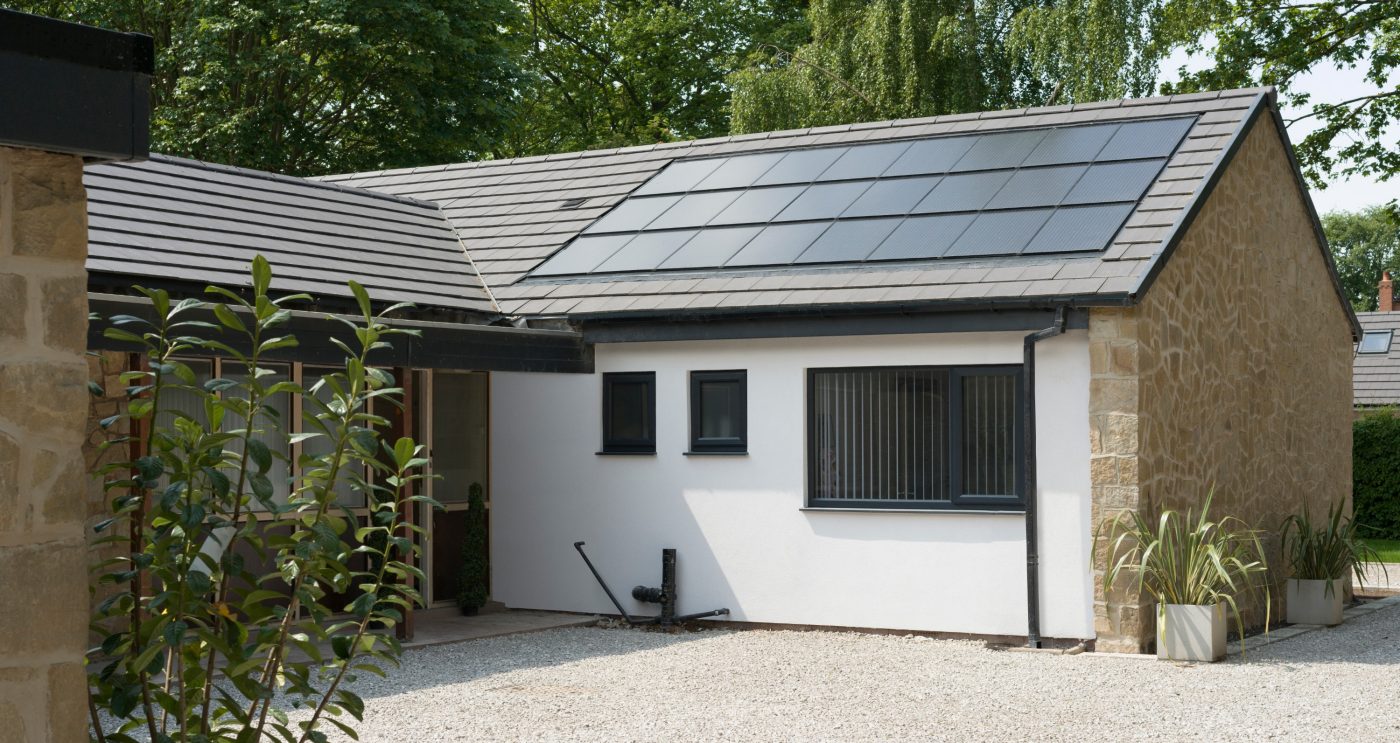 in-roof solar panels installed onto a bungalow property