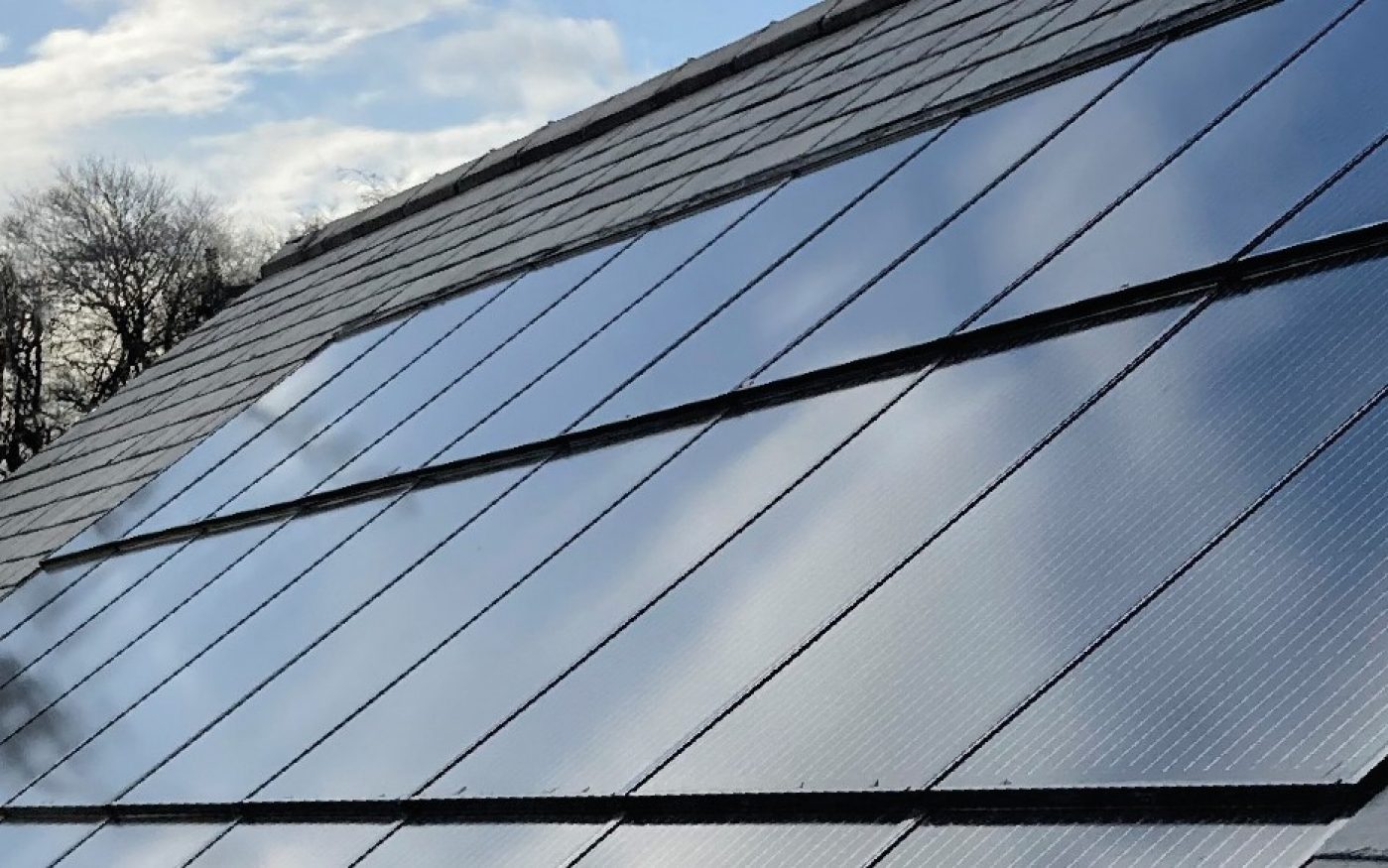 completed in-roof solar panels installed onto a roof