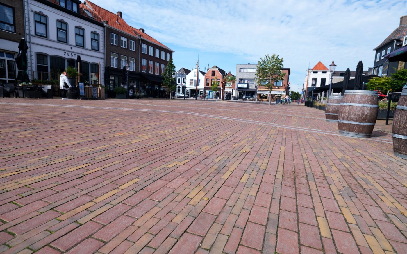 Close up image of clay paved path