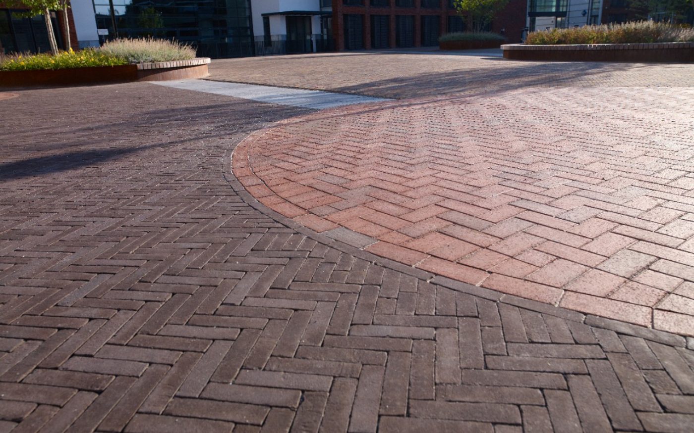 Close up image of clay paved path used for Europe Square, Rijssen, Netherlands