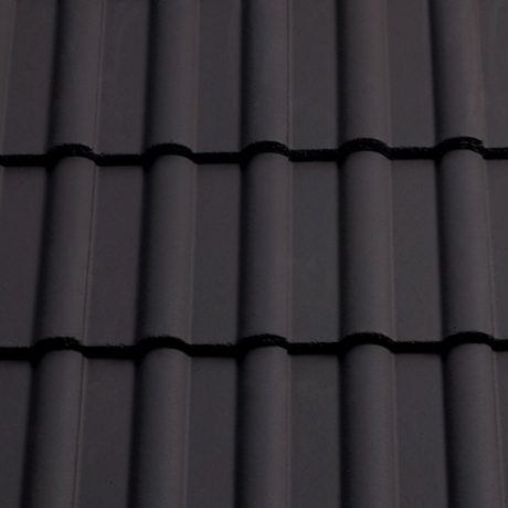 Double Roman Dark Grey roof tiles in a straight bond pattern