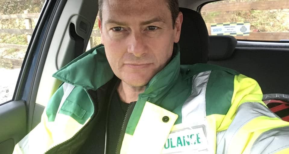 Tim Burgess volunteering in ambulance