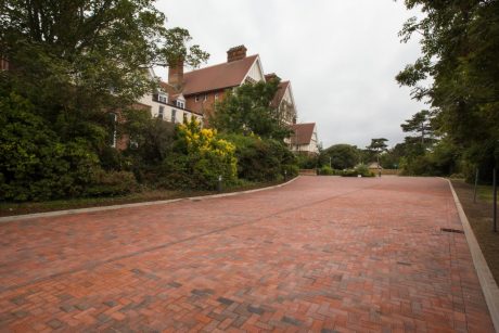 Red clay paving at East Kent College