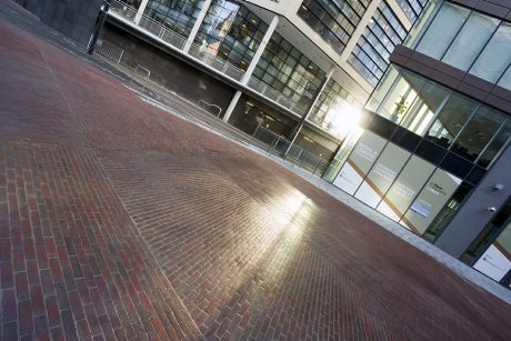 Clay paving at modern commercial development