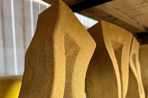 Moulded and misshaped yellow brick sculpture