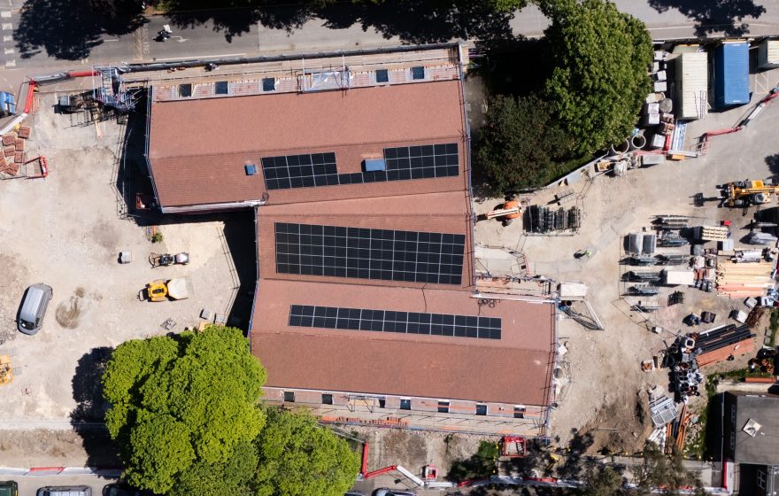 donated roof tiles and solar panels installed onto Rob Burrows Centre