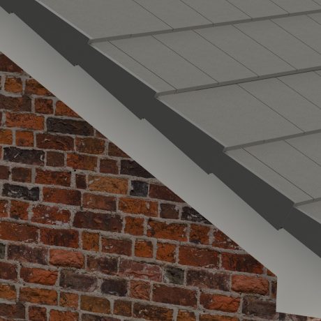 Close up of red brick wall and grey tiled roof