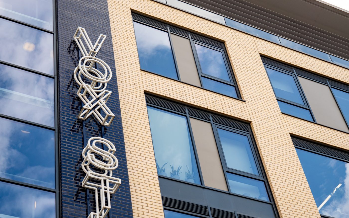 Corium brick tiles on exterior of Vox Studio building