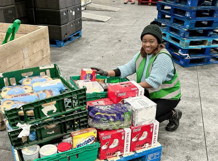 Volunteering at food hub distribution centre