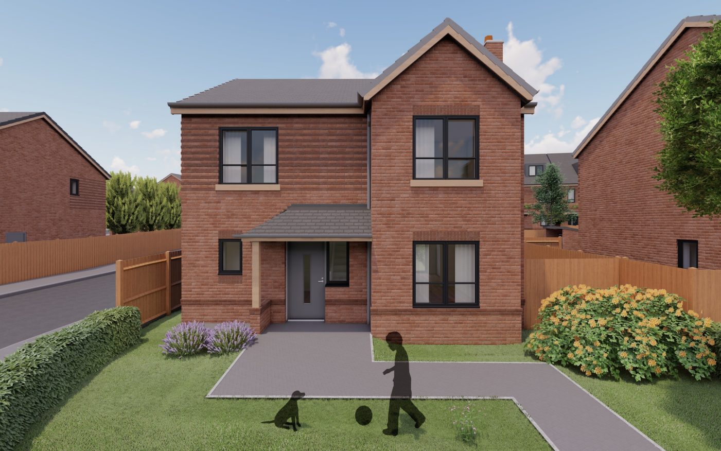 Partially transparent rendering of a house