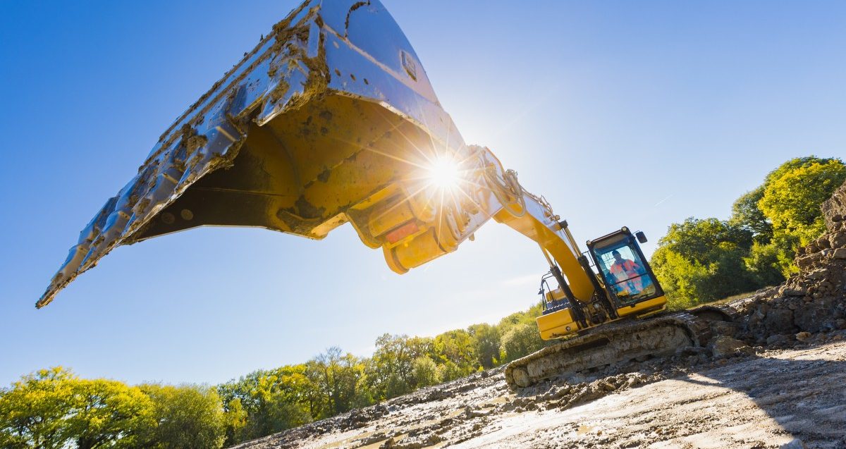 Large digger at Ewhurst factory