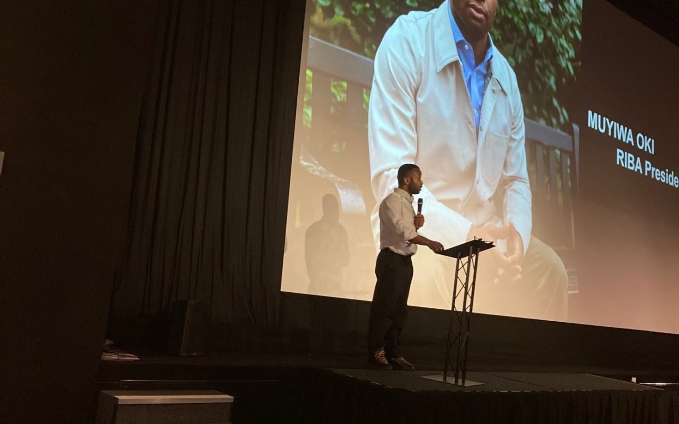 RIBA President making a speech on stage