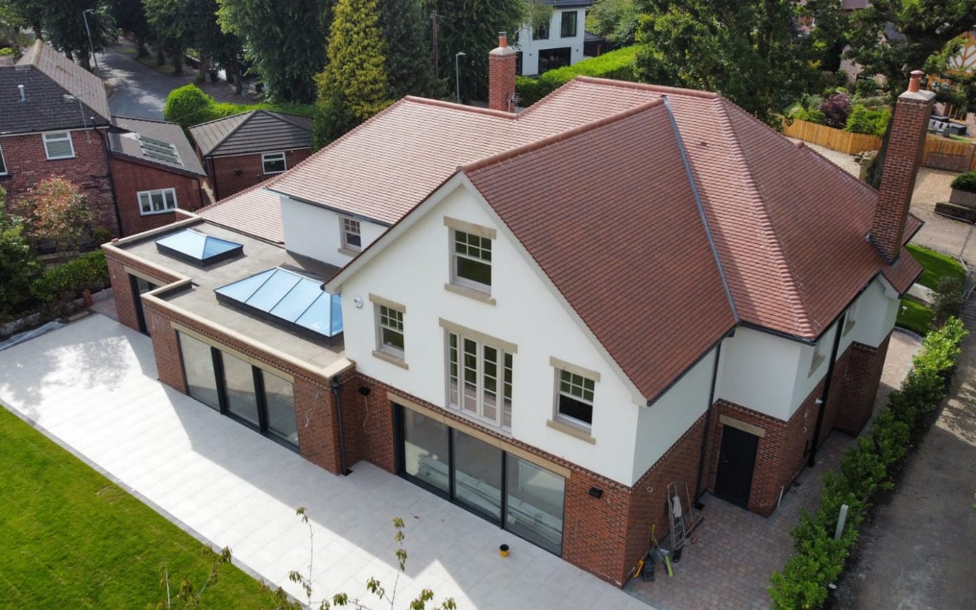 Modern house with red roof