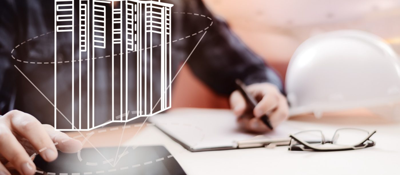 Architect using tablet to design new project