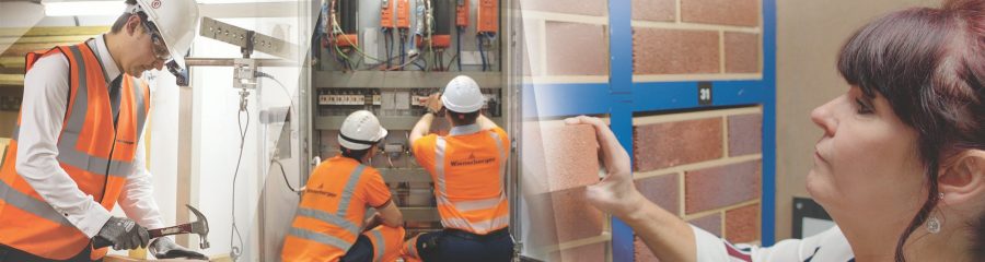 Images of Wienerberger UK employees at work in construction and office attire