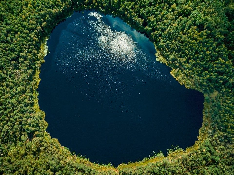 Aerial view of a lake