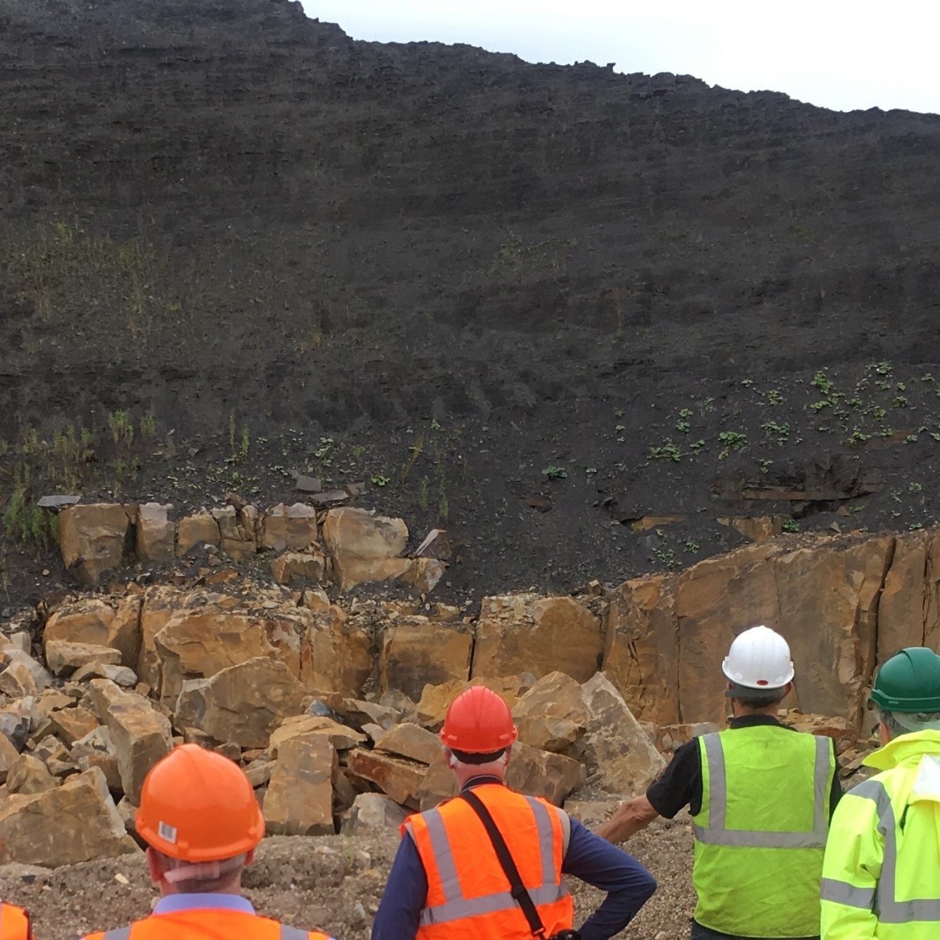 Group of people in high viz clothing at quarry site