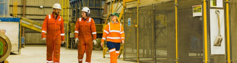 Wienerberger colleagues walking through factory site