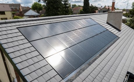 In-roof solar panels on modern house roof