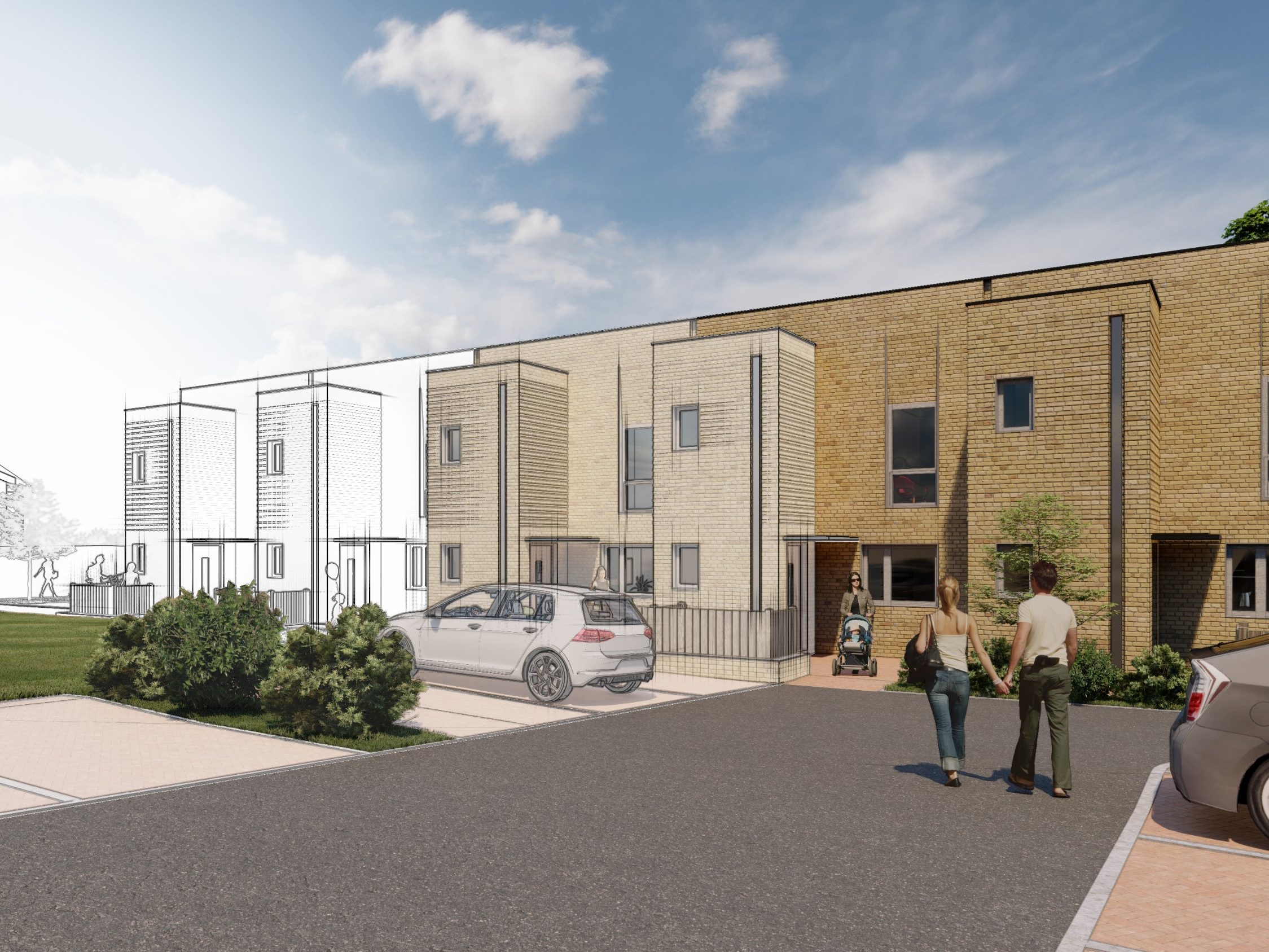 A rendered illustration of Archigility Housing Development.