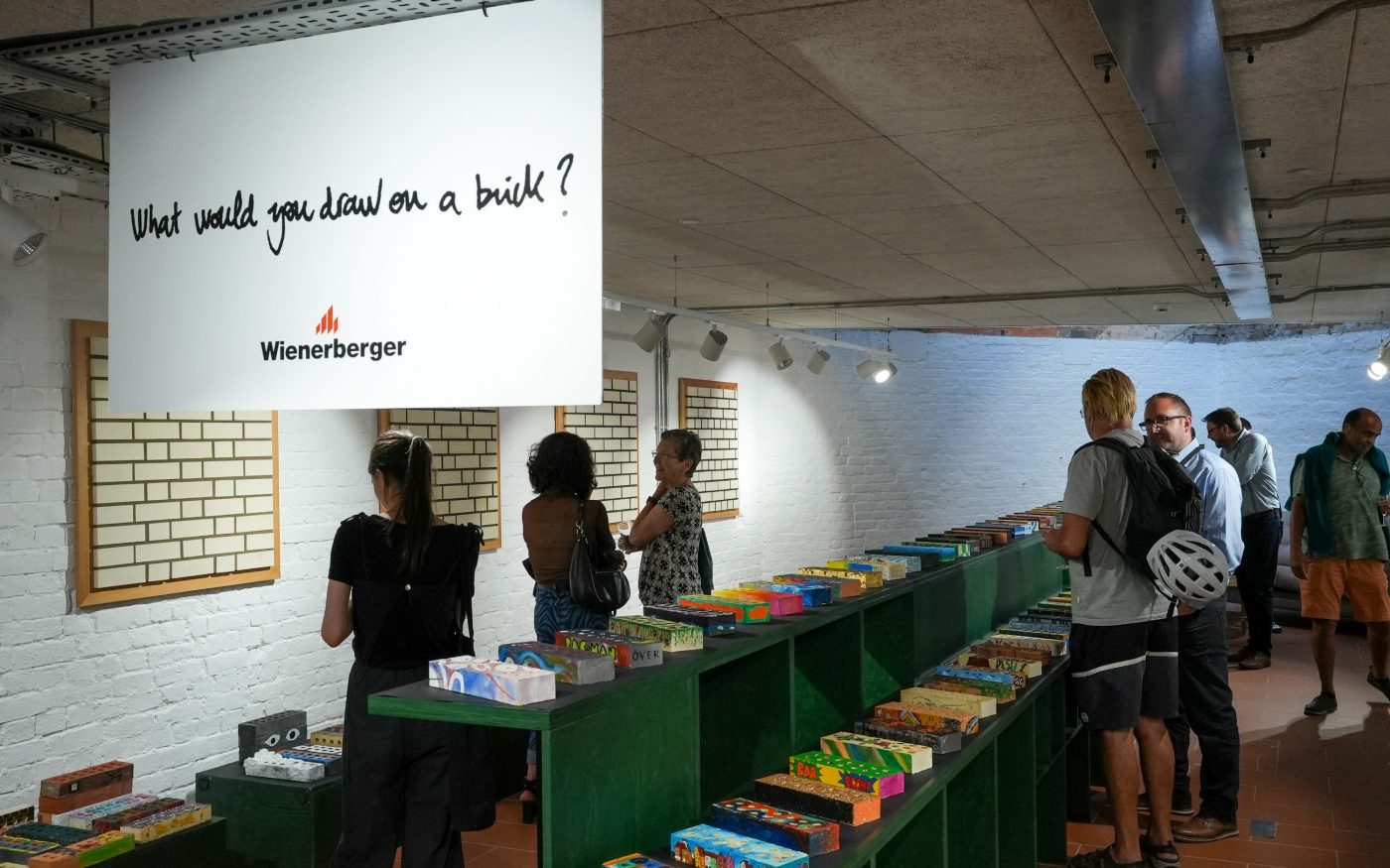 colourfu bricks that have been drawn on, on display for visitors to admire