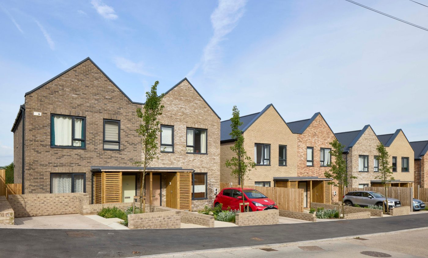 Modern large house with brick facade