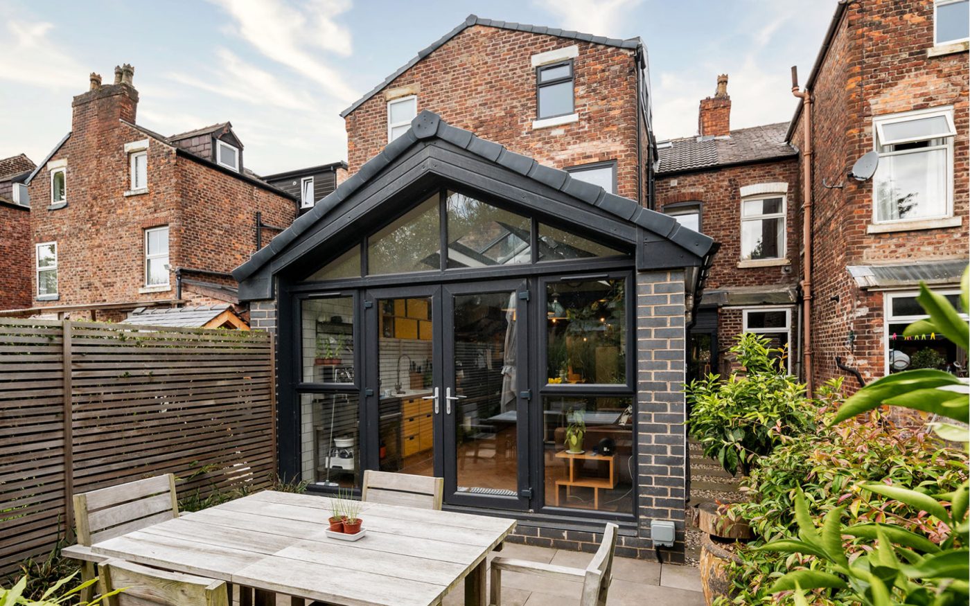Modern extension on traditional terraced house