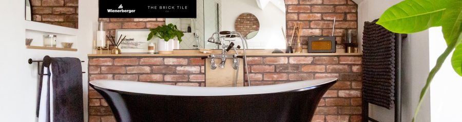 Bathroom with brick slip feature wall