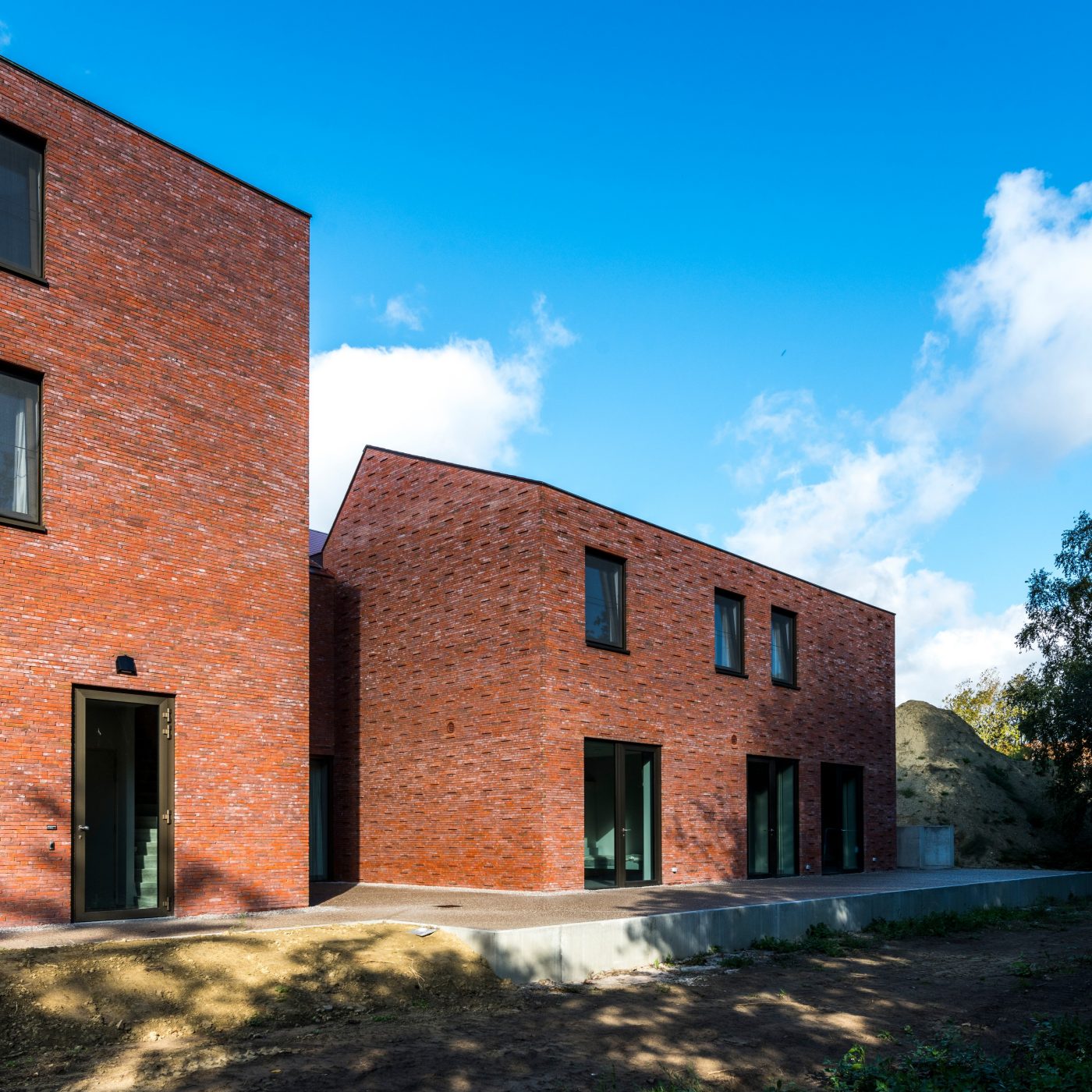 Eco-brick facade on modern building