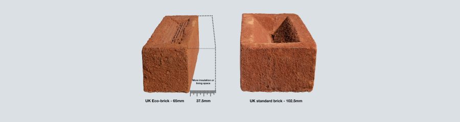 Eco brick compared to standard brick