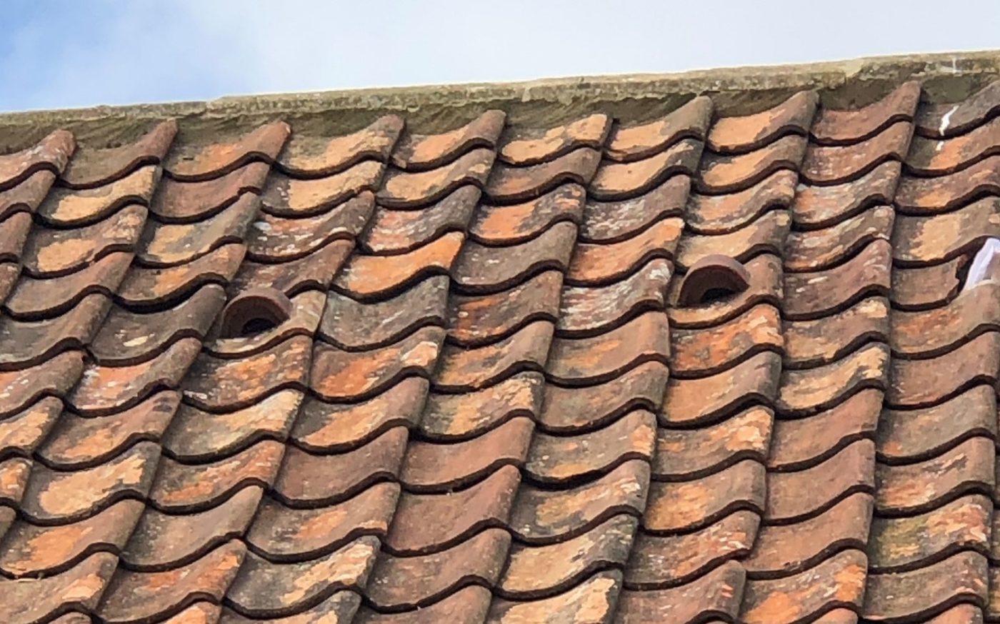 Close-up of access roof tiles
