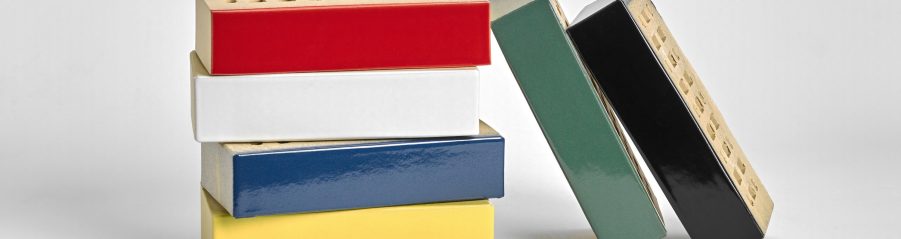 Glazed green bricks on building