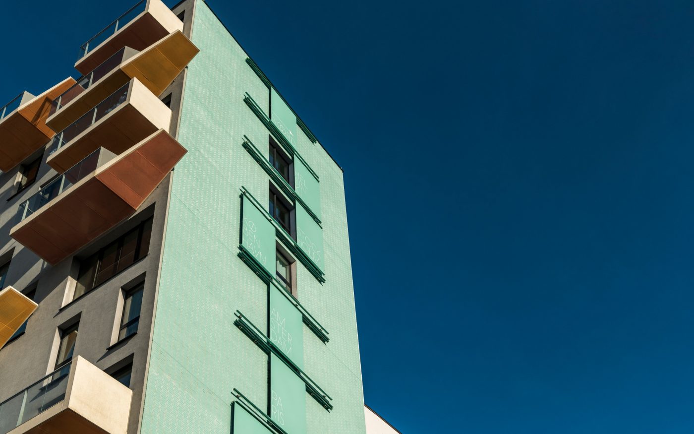 Glazed brick high rise building in Brussels
