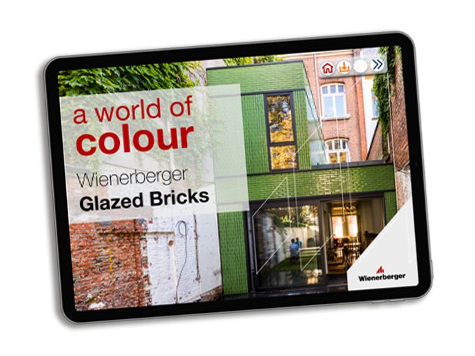 an ipad showing the front cover of the glazed brick brochure